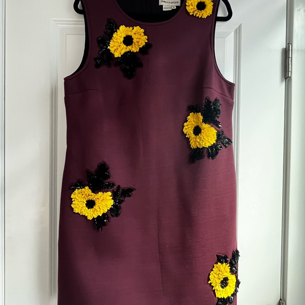 Anthropologie Dhruv Kapoor Shift Dress with Embellished Floral Accents - Picture 2 of 5